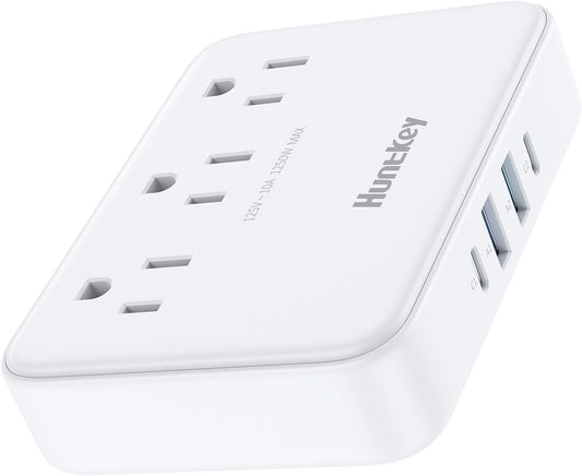 Easycombo Travel Detachable Power-Strip - 3-Outlets, Cruise Approved, No Surge Protection, Detachable Cord Options,4 USB Ports (2 USB-C, 2 USB-A)